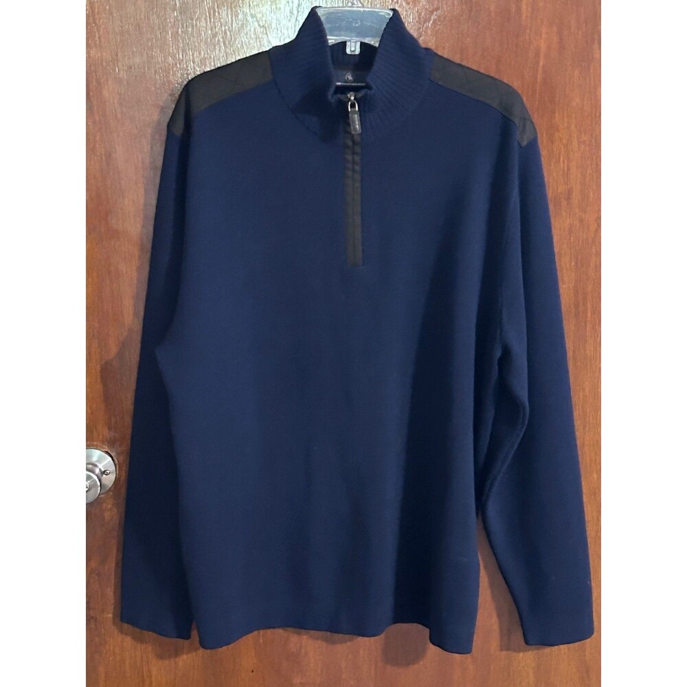 Hart Schaffner Marx Men's sz XL 100% Merino Wool 1/4 zip sweater